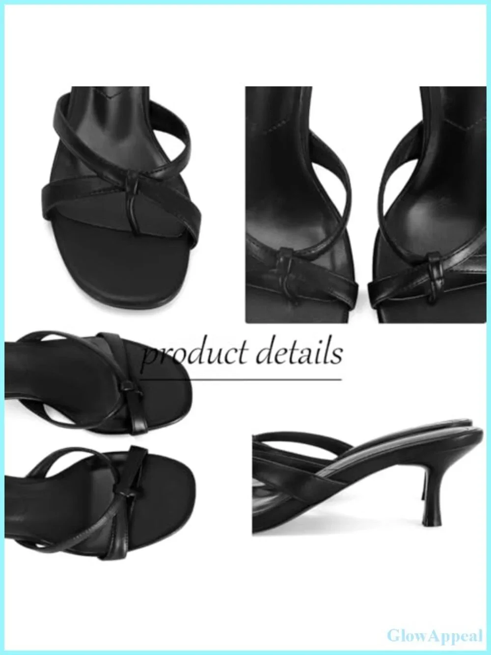 Strappy Kitten Heel Flip Flop Sandals Women Vegan Leather Mule